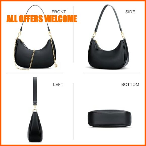 PU Leather Shoulder Bag with Removable Strap, Spacious Compartments - Picture 6 of 8